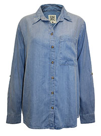 DENIM Lyocell Denim Roll Sleeve Shirt - Plus Size 16 to 20