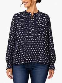 NAVY Floral Print Regine Lace Insert Blouse - Size 10 to 18