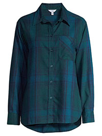 BLUE Corsair Plaid Flannel Button Front Shirt - Plus Size 24/26