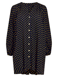 NAVY Oversized Button Through Blouse - Plus Size 16 to 20