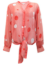RED Spots & Stripes Tie Front Blouse - Size 8 to 18