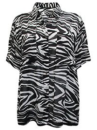 BLACK Zebra Print Chiffon Blouse - Size 10 to 18