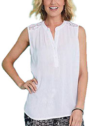 Julipa WHITE Sleeveless Crochet Insert Top - Plus Size 14 to 20