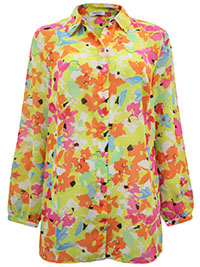 ORANGE Sheer Long Sleeve Shirt - Plus Size 20 to 24