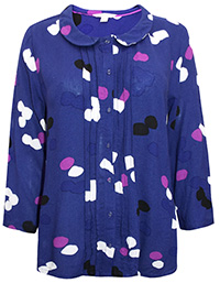 WS PURPLE Printed Peter Pan Collar Top - Size 10 to 14