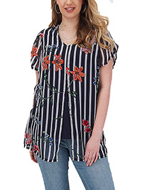 JB NAVY Striped Split Front Top - Plus Size 14 to 32