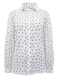 WHITE Polka Dot Chiffon Blouse - Size 8 to 20