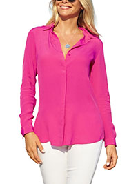 S/DAR HOT-PINK Button Front Shirt - Size 6 to 20