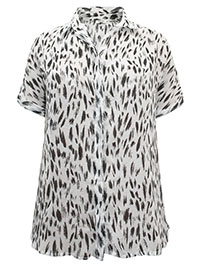 IVORY Printed Sheer Dipped Hem Shirt - Size 10 to 32