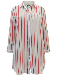 IVORY Sheer Striped Longline Shirt - Plus Size 14 to 28