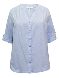 LIGHT-BLUE Button Down Blouse - Plus Size 18 to 30