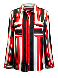 RED Striped Woven Utility Shirt - Size 8 to 24