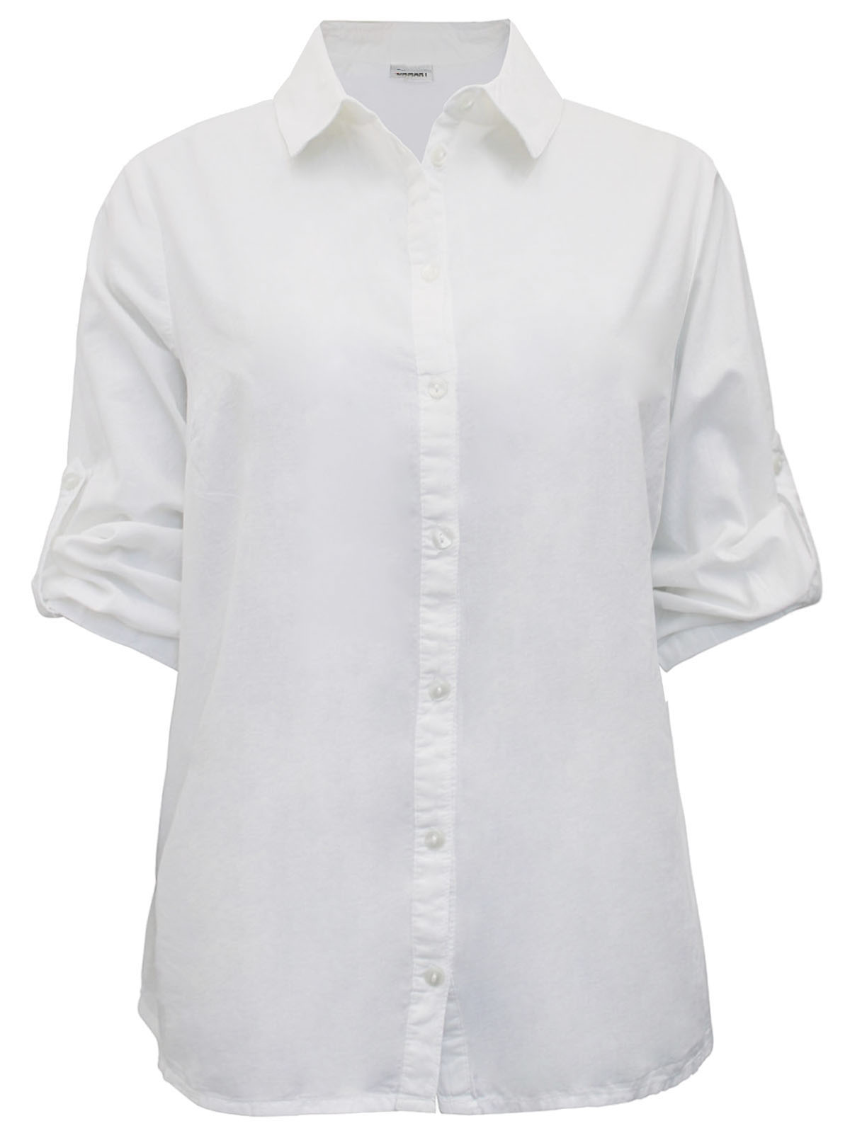 WHITE Pure Cotton Tab Sleeve Shirt - Size 12