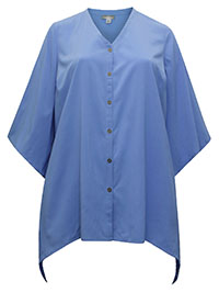 FRENCH BLUE Hanky Hem Button Front Fresh Angle Blouse - Plus Size 20/22 to 36/38 (US 1X to 5X)