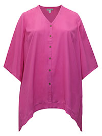 PINK Hanky Hem Button Front Fresh Angle Blouse - Plus Size 20/22 to 36/38 (US 1X to 5X)