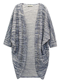 PLUS BLUE Pure Cotton Knitted Cocoon Cardigan - Plus Size 16 to 30/32