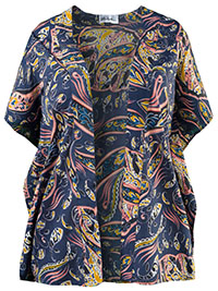 ULLAP NAVY Paisley Print Woven Kimono - Plus Size 16/18 to 36/38