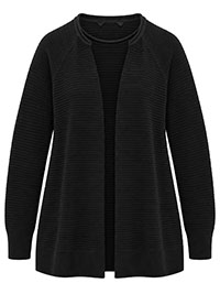 NAVY Open Front Ribbed Knit Cardigan - Size 10 to 22