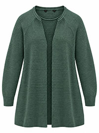 MUSTARD Open Front Ribbed Knit Cardigan - Size 12 to 18
