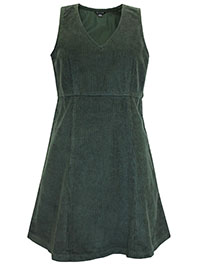 GREEN Pure Cotton Cord Pinafore Dress - Size 6 to 14/16 (XS to XL)
