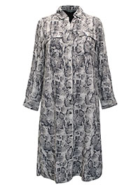 GREY Animal Print Long Sleeve Utility Shirt - Size 10 to 16
