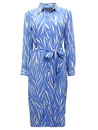 S/DAR BLUE Printed Midi Belted Shirt Dress - Size 8 to 20