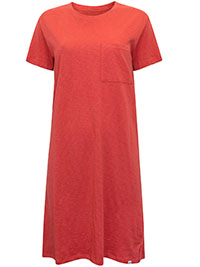 RED Pure Cotton Pocket Detail T-Shirt Dress - Size 8 to 14 (XS to L)