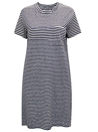 NAVY Pure Cotton Pocket Detail Striped T-Shirt Dress - Size 8 to 14 (XS to L)