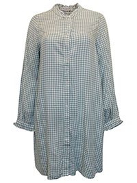 PALE-GREEN Gingham Check Button Down Dress - Size 8 to 14
