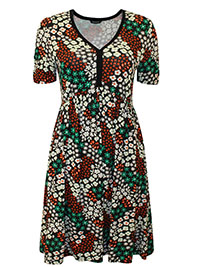 Originals GREEN Floral Print Stretch Jersey Dress - Size 10 to 20