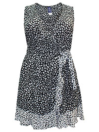 BLACK Animal Print Side Tie Dress - Size 12/14 to 16/18 (US 10/12 to 14/16)