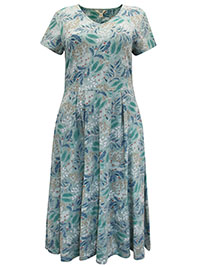 SS GREEN Riverbed Floral Sea Mist Pier View Jersey Dress - Size 12 to 18