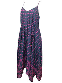 NAVY Border Print Tie Waist Cami Dress - Size 12 to 16 (S to L)