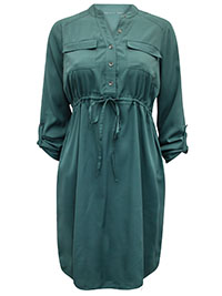 GREEN Roll Sleeve Utility Dress - Size 12 to 18 (S to XL)