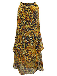 BLACK Sleeveless Embellished Animal Print Overlay Dress - Size 12 to 22 (US M to 3X)