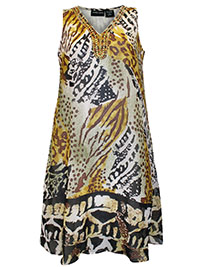 WHITE Sleeveless Embellished Animal Print Dress - Size 12 to 22 (US M to 3X)