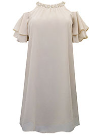 SAND Embellished Cold Shoulder Layered Sleeve Dress - Size 12 to 14 (US M to L)