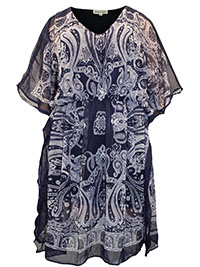 NAVY Paisley Print Woven Kimono - Plus Size 18 to 22/24 (US 1X to 3X)
