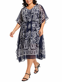 NAVY Paisley Print Woven Kimono - Plus Size 18 to 22/24 (US 1X to 3X)