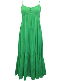 GREEN Sleeveless Flounce Hem Strappy Dress - Size 14 to 16