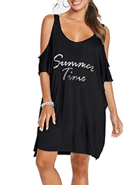 BLACK Summer Time Beach Cover-Up - Size 10/12 to 22/24 (S to XL)