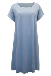 SKY-BLUE Pure Cotton Sleep Tee Nightdress - Plus Size 16 to 28