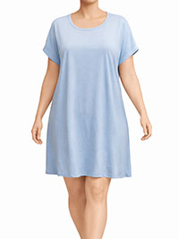 SKY-BLUE Pure Cotton Sleep Tee Nightdress - Plus Size 16 to 28