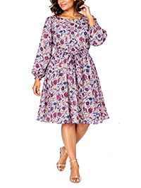 LILAC Floral Print Jo Tie Waist Print Dress - Size 16 to 20