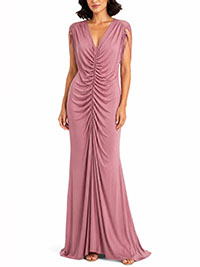 Vintage PINK Ruched Front Maxi Dress - Size 16 to 32