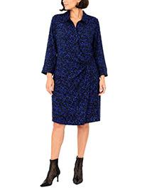 BLUE Animal Print Waist Twist Shirt Dress - Size 30 & 32