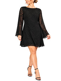 Black Zebra Burnout Textured Mini Dress - Size XS to L