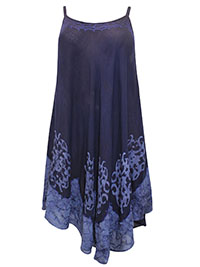 eaonplus NAVY TieDye Crinkle Viscose Batik Strappy Dress - Plus Size 16 to 22