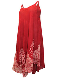 eaonplus RED Crinkle Viscose Batik Strappy Dress - Plus Size 22 to 34