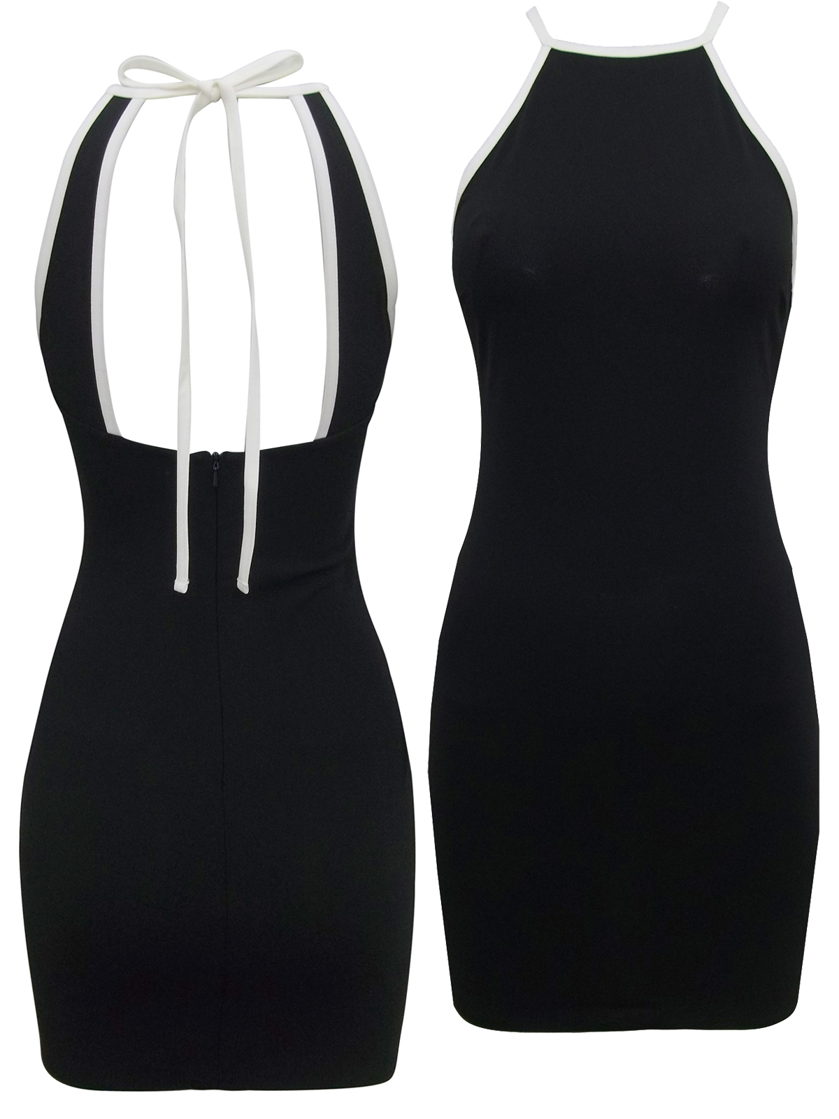 Topshop - - T0PSH0P BLACK Racer Front Open Back Bodycon Dress - Size 4 ...